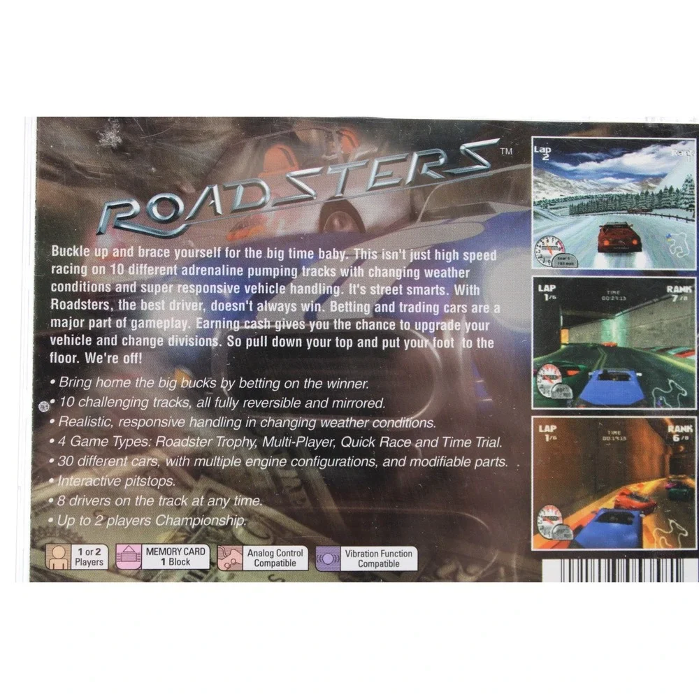 PS1 Roadsters (Sony PlayStation 1, 2000) Complete w/ Manual + Reg